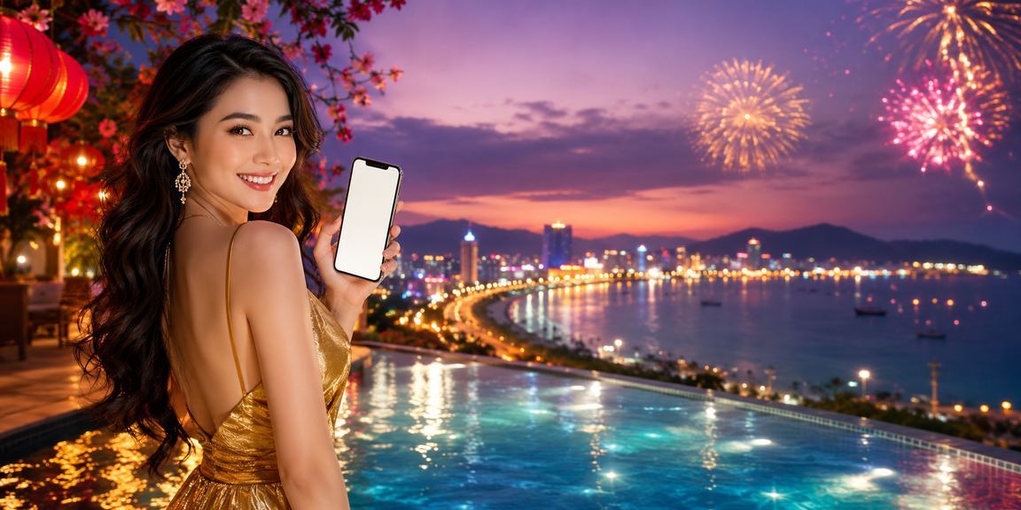 Nền tối với ánh sáng neon, người dùng đăng nhập tài khoản trực tuyến trên thiết bị